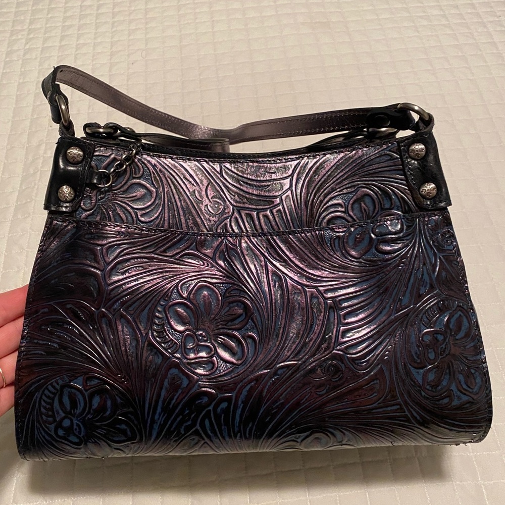 Patricia Nash Dark Purple Embossed Tote